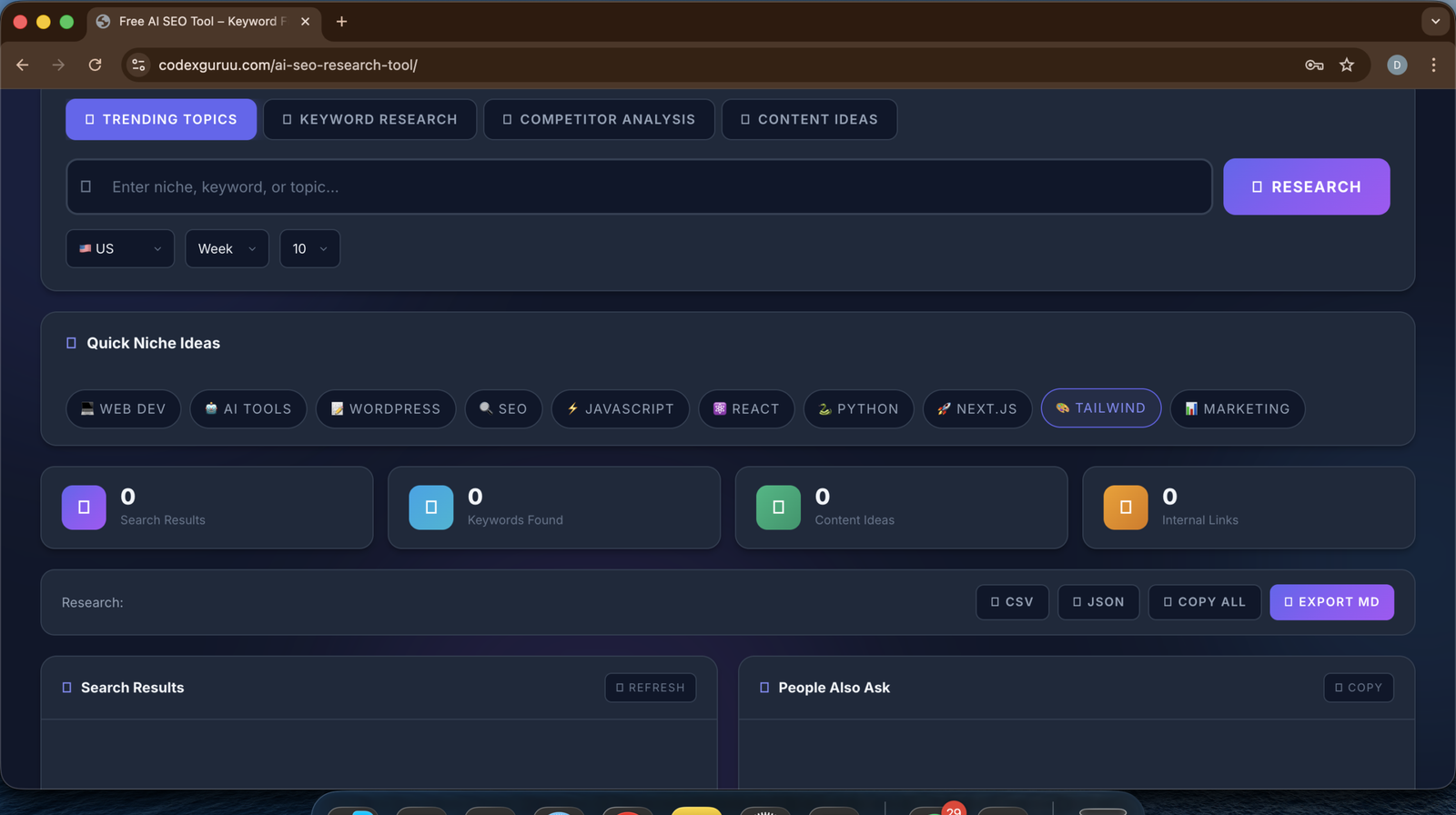 Screenshot 2 Free AI SEO Research Tool by Codex Guru
