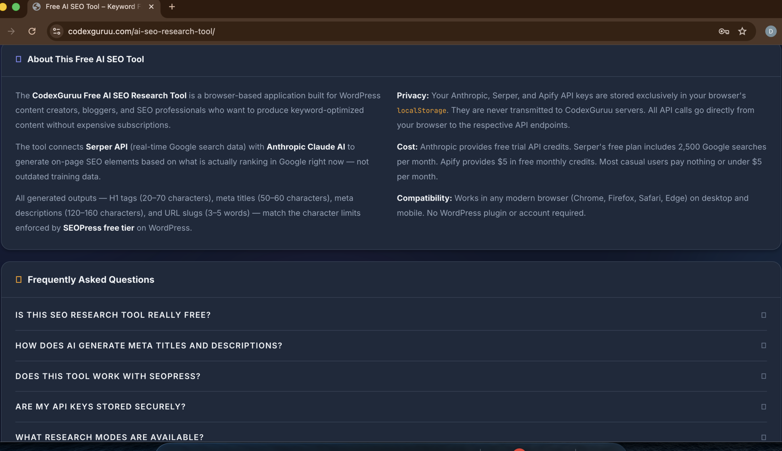 Screenshot 5 of Free Ai Research tool by Codex Guru