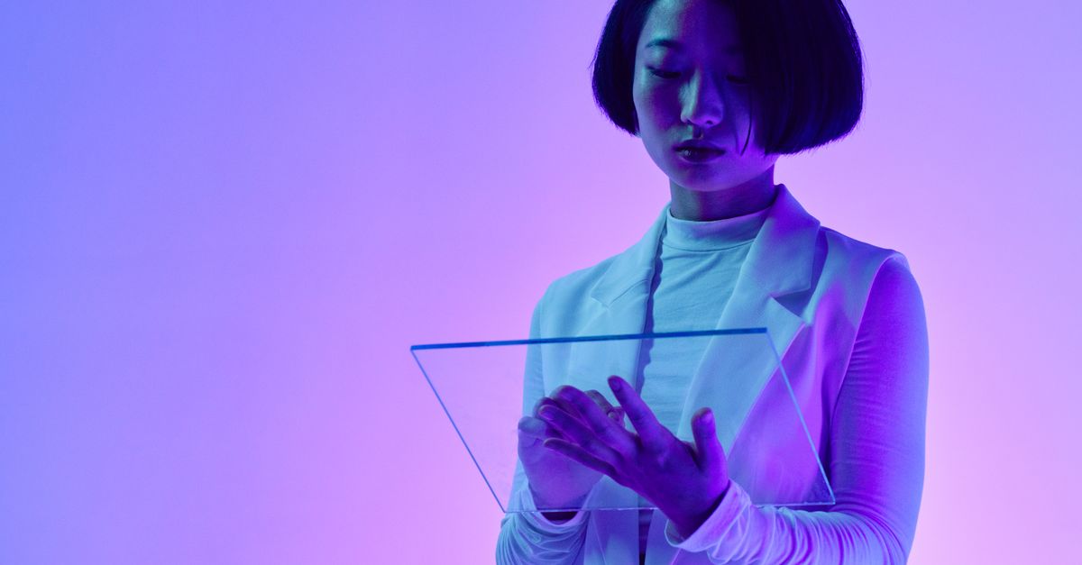 Healthcare professional using AI-powered digital tablet technology for medical diagnostics and patient care innovation