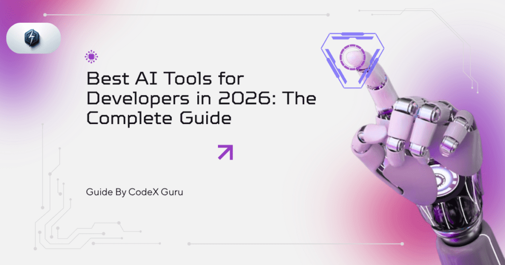 Robot finger touching a digital screen symbolizing AI tools for developers transforming software development in 2026